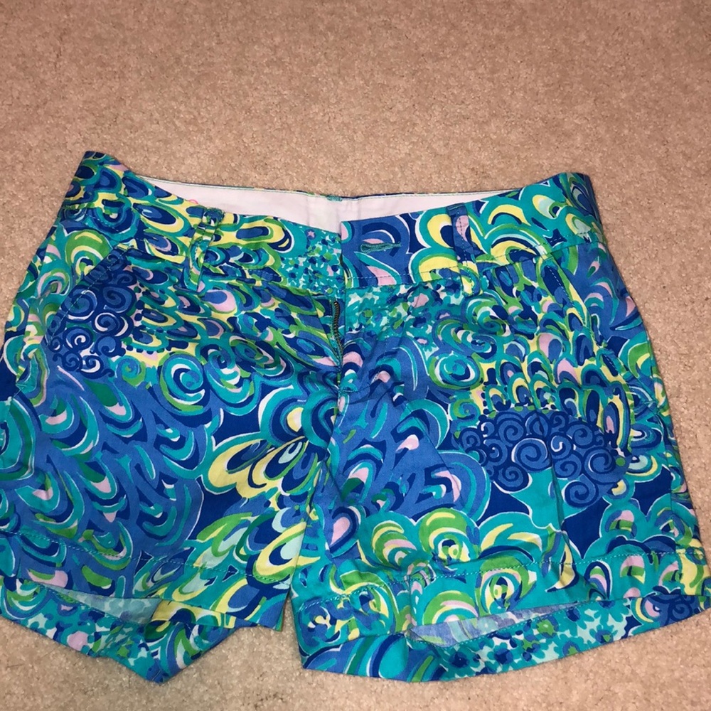 Lily Pulitzer Peacock print shorts